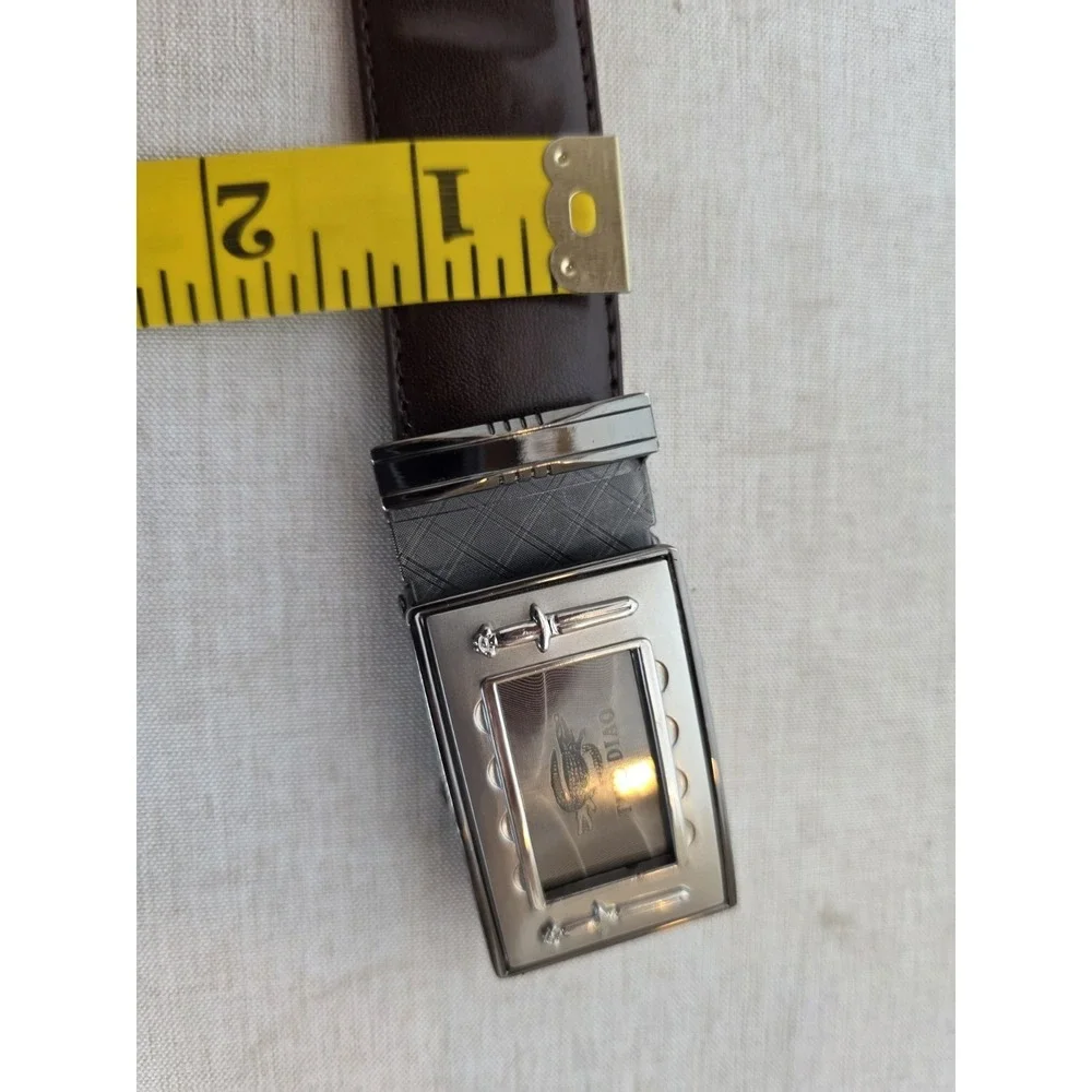 Two Diao Belt Crocodile Swords Silver And Brown Leather‎ Click Belt 44